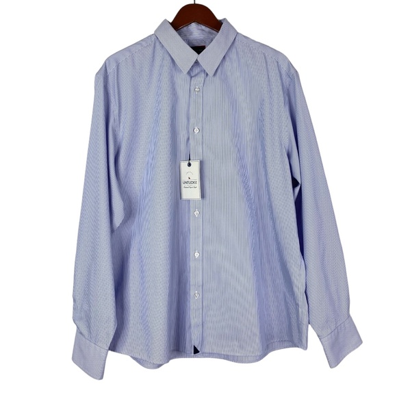 NWT Untuckit Wrinkle Free Bordeaux Button Down Shirt XXL Blue Stripe